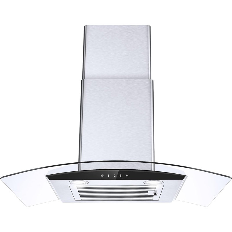 Tieasy 30" Stainless Steel 450 CFM Convertible Wall Range Hood with Baffle Filter