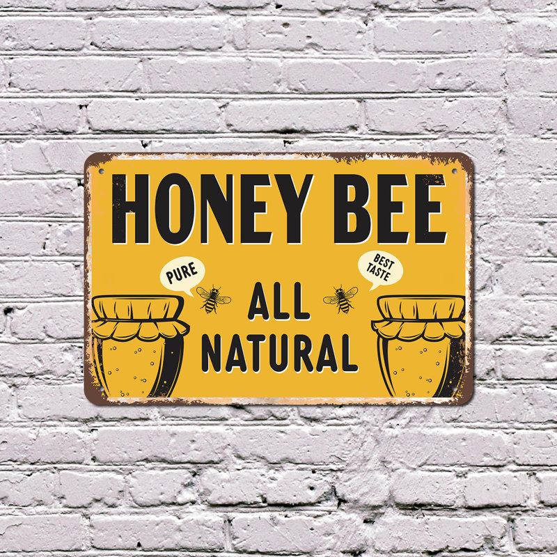 Enseigne en plastique 10 po x 14 po Honey Bee, H 10 po x l 14 po x P 0,1 po