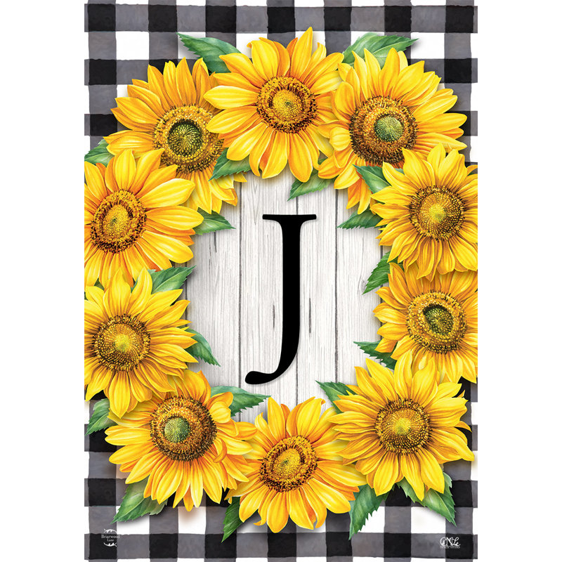 Drapeau de jardin tournesols monogramme J