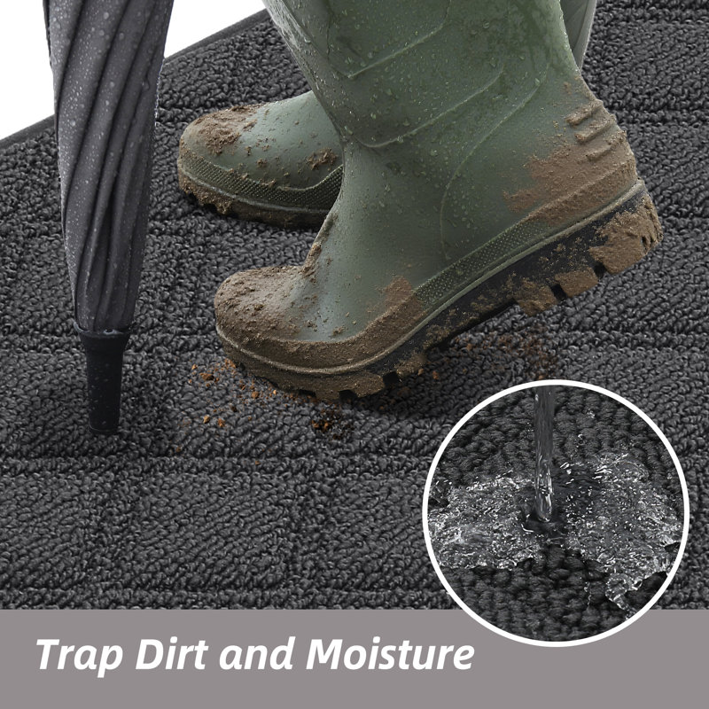 Dirt Trapper Door Mat, Non-Slip Washable Doormats Welcome Mat, Dirt Resistant and Absorbent Entrance Mat, Low Profile Floor Mats for Front Back Door, Entryway