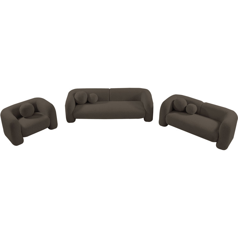 Chaise Boucle en tissu Emory, Tissu brun bouclé