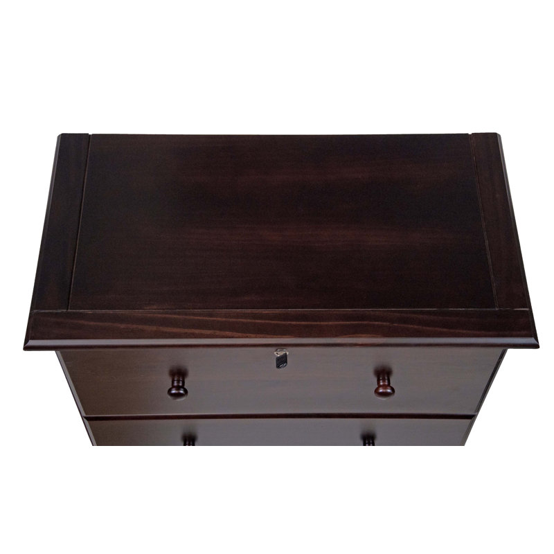Gallashaw 100% Solid Wood 5-Jumbo Drawer Chest with Lock, Java