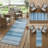 8' Runner Blue Striped Washable Non Skid Indoor Outdoor Runner Rug
