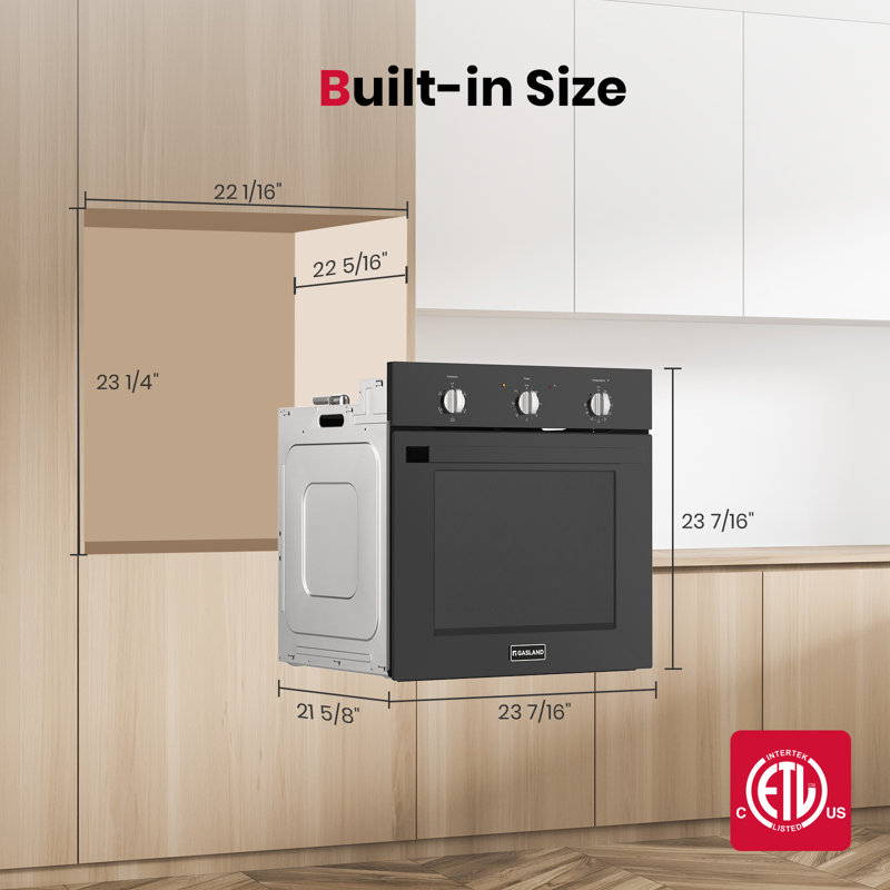 GASLAND 24" 2.79 cu. ft. Electric Single Wall Oven with 5 Cooking Functions, Black