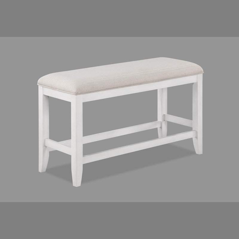 1Pc Transitional Fabric Upholstered Counter-Height Dining Bench, White