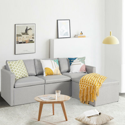 Upholstered L-Shaped Sectional Reversible