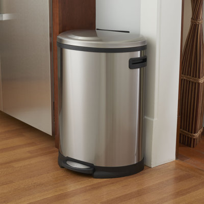 Steel Step On Kitchen Trash Can - 13 Gallons