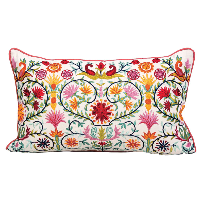 Appliqued and Embroidered Throw Pillow