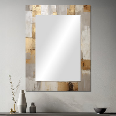 Beige And Gold Minimalism Modern Scandinavian Zen Art - Beige Wall Mirror Decor