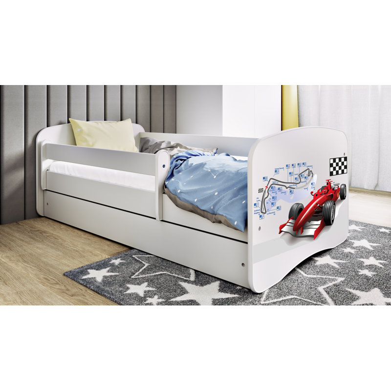 Cicero Drawer Bed and Mattress, White, European Toddler (80 x 160 cm)