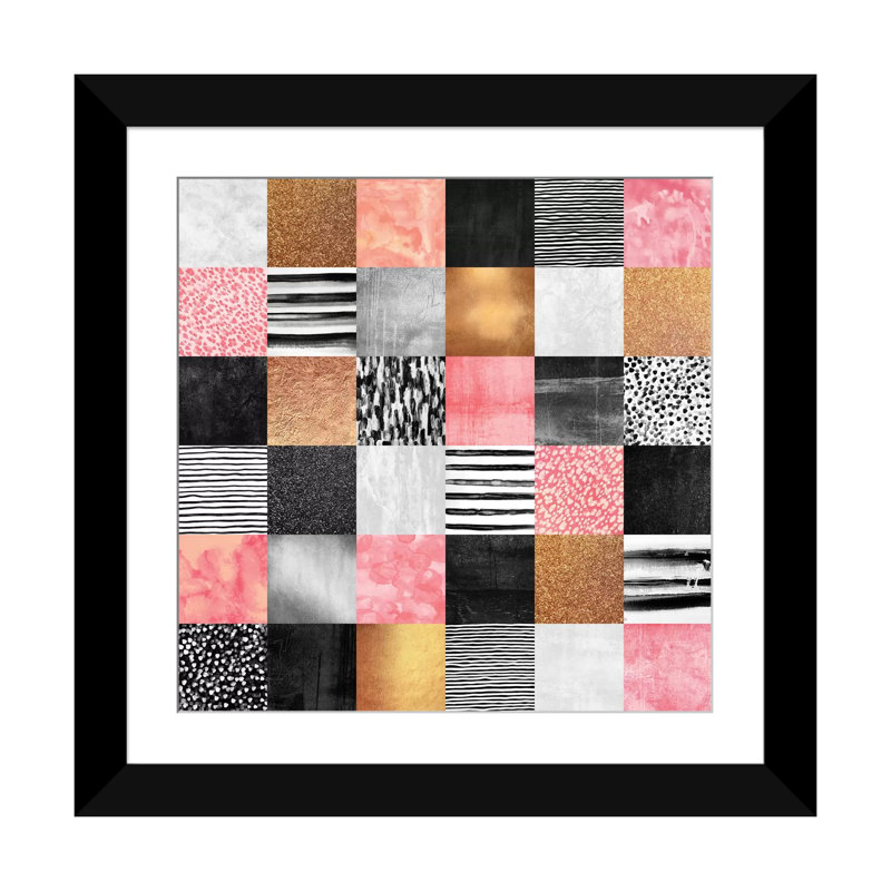 « doux quilt », impression sur toile tendue, H 24 po x l 24 po x P 1 po, Papier d'art encadré noir, Blanc