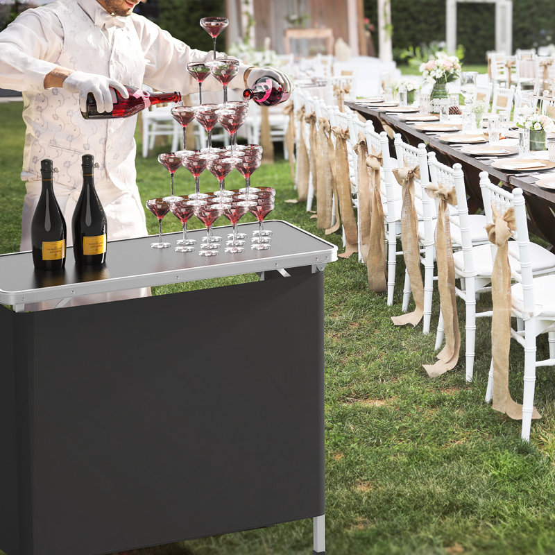 Black Rectangular Aluminum Patio Folding Bar Table, H 34,65 po x L 38,98 po x l 14,96 po, Noir, noir, noir, noir