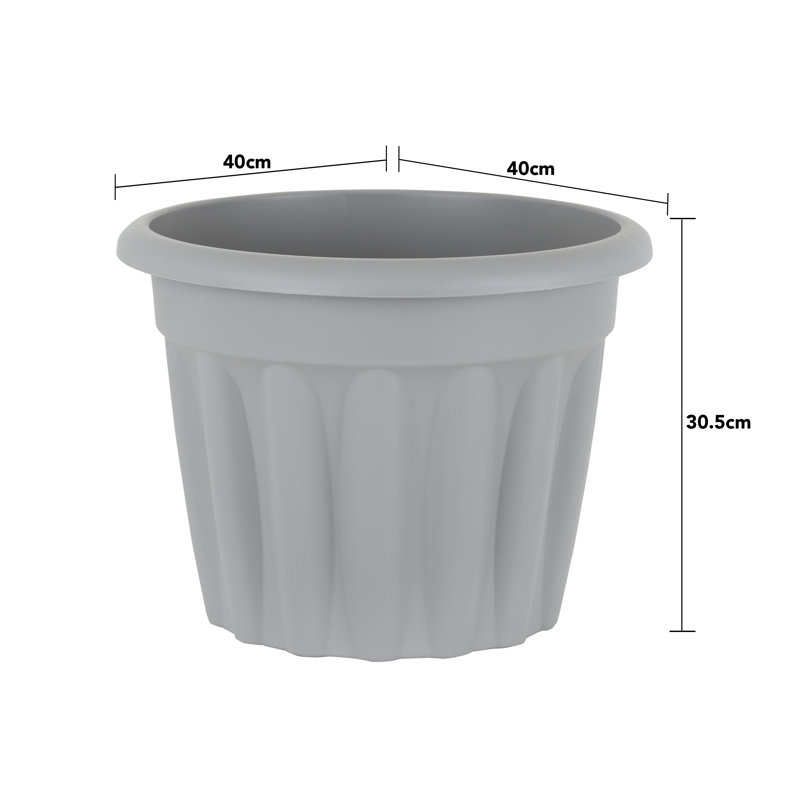 Wham Vista Round Planter Upcycle Grey, 30.50cm H x 40cm W x 40cm D