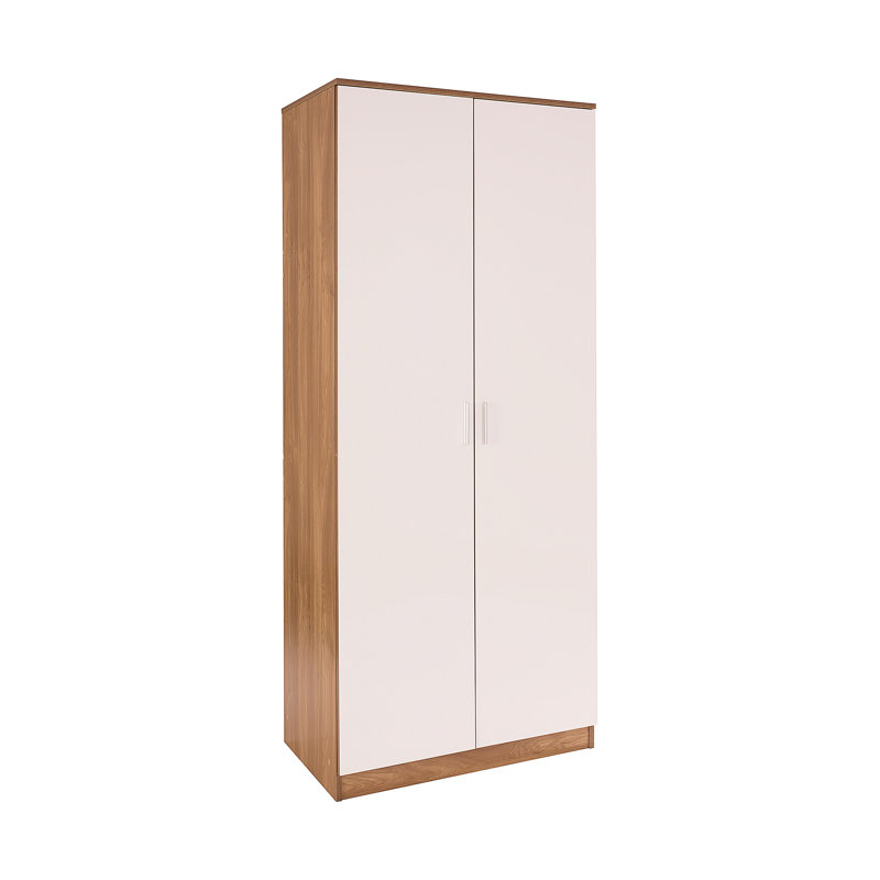 Brylene 2 Door Wardrobe, Oak/White High Gloss