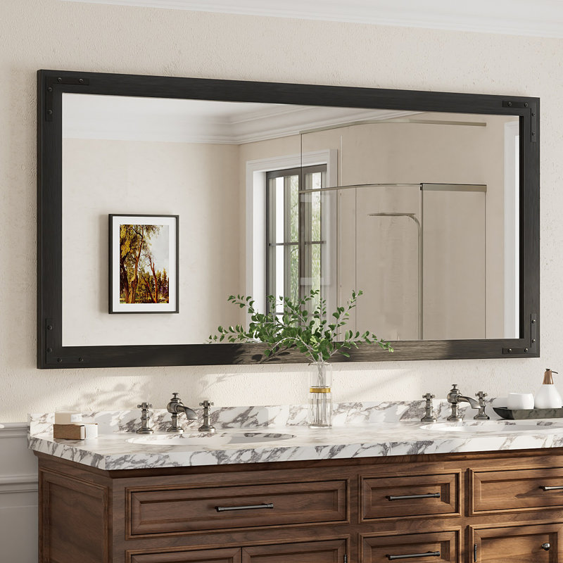 Miroir mural Amara Rustic Farmhouse, Noir, 72 po x 36 po
