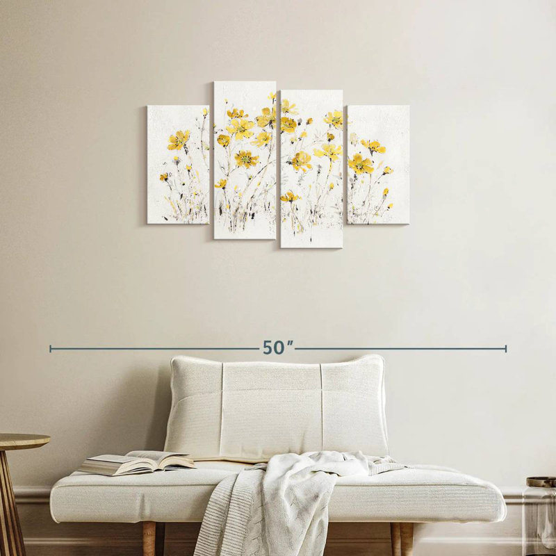 Harnek fleurs sauvages jaune vif, H 22 po x l 36 po