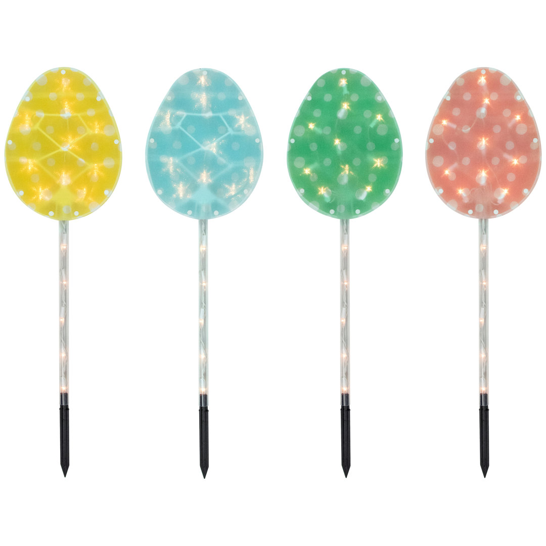 4ct Pastel Easter Egg Pathway Marker Lawn Stakes Clear Lights Northlight Seasonal