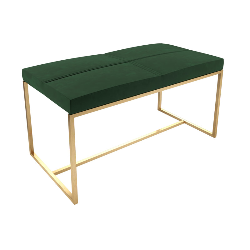 Euclid Steel Accent Stool, Brass Brushed, Deep Green