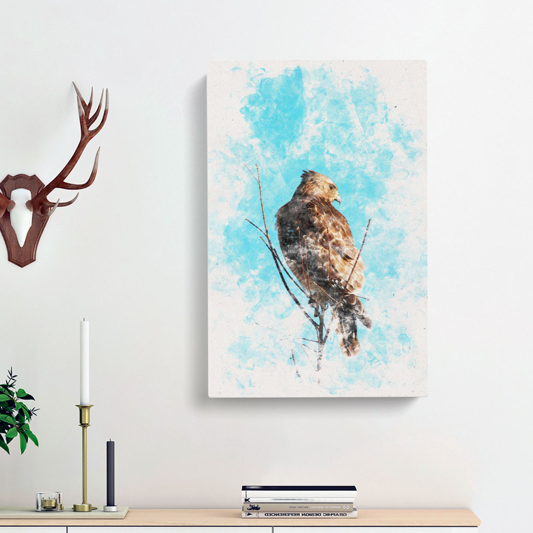 Hawk Perched In A Tree - Wrapped Canvas