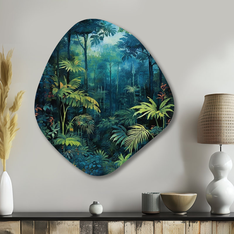 Cortrell - Décoration murale irrégulière en métal forme de forêt nébuleuse, H 35 po x l 31 po x P 1 po
