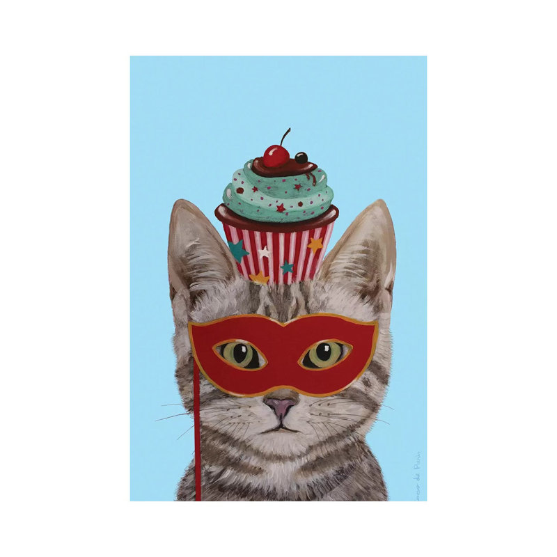 Cat With Cupcake - Wrapped Canvas Print, 101.6 cm H x 66.04 cm W x 3.175 cm D