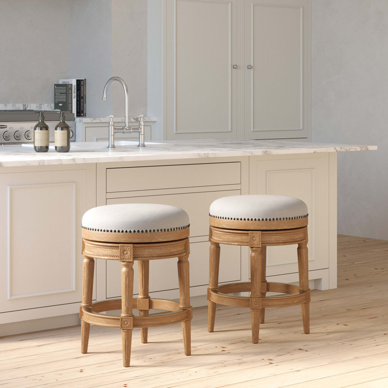 Tabouret de bar pivotant sans dossier, naturel patiné