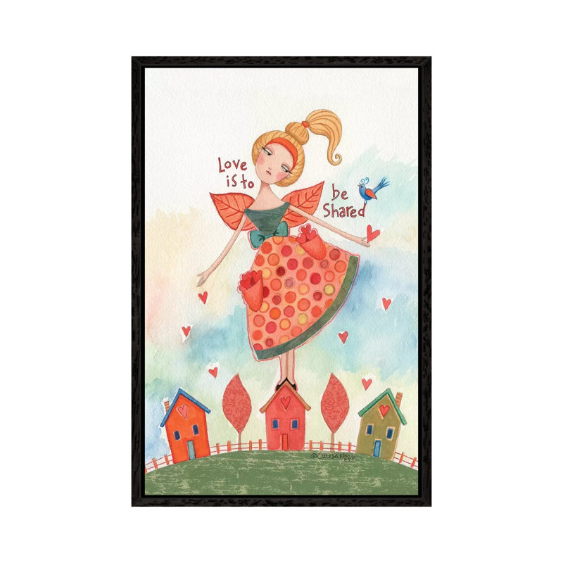 Share Love 1 Piece Painting on Canvas, 66.04cm H x 45.72cm W x 3.81cm D, Black Floater Framed
