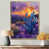 Toile avec cadre flottant or