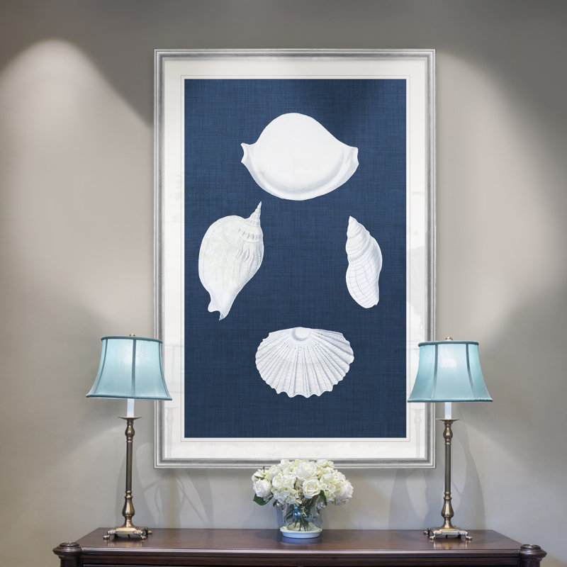 Coquillages blancs I - reproduction sur toile, H 18,5 po x l 24,5 po x P 1,5 po, Noir