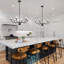 Lustre 6 lumières en fer noir mat avec abat-jour en verre transparent, luminaire suspendu de style campagne moderne à hauteur réglable pour salle à manger, îlot de cuisine et salon