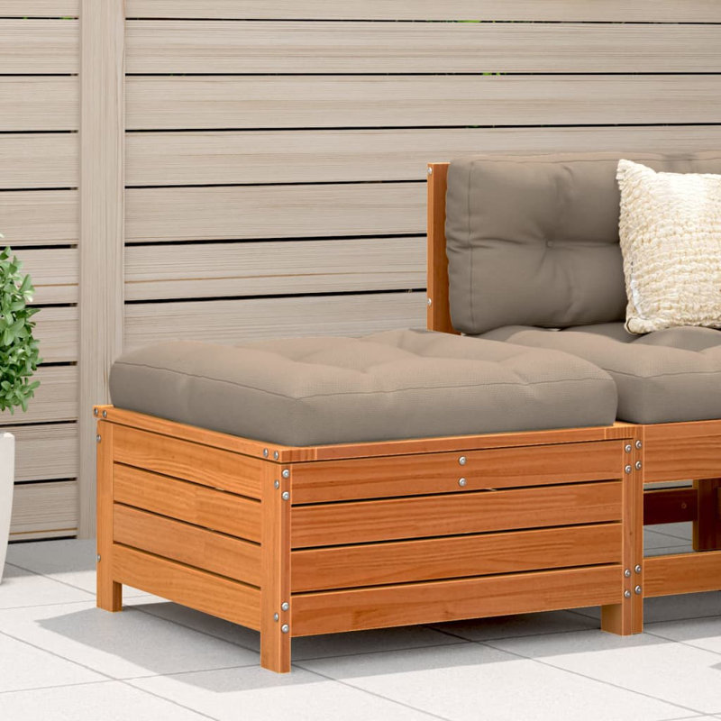 Beghtol Outdoor Ottoman, Wax Brown, Taupe