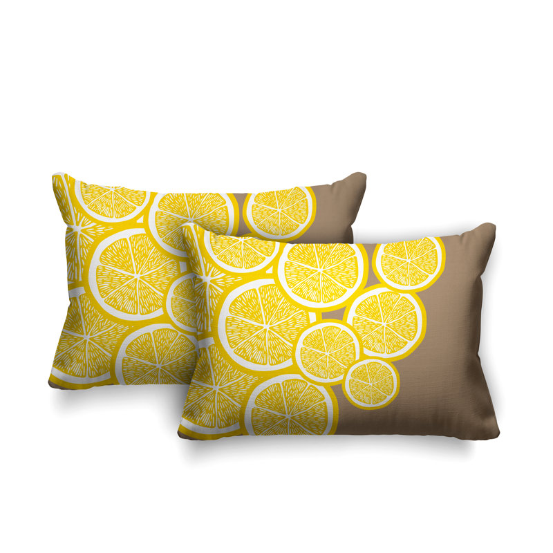 Coussin lombaire intérieur / extérieur jaune citron, Beige