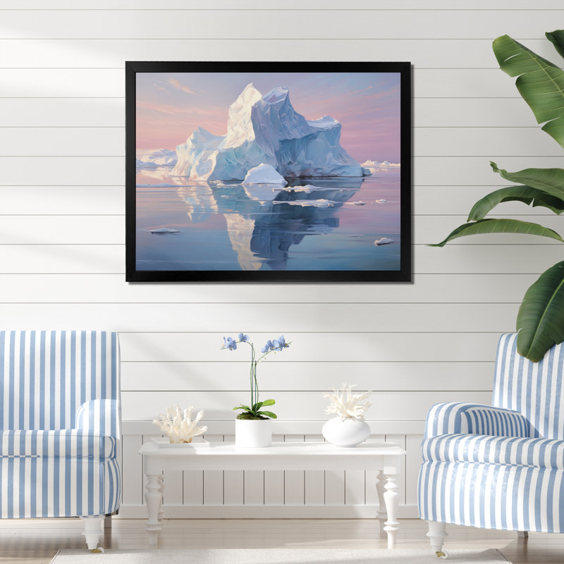 Iceberg blanc et blanc sérénité, H 16 po x l 32 po x P 1 po, Cadre simple noir