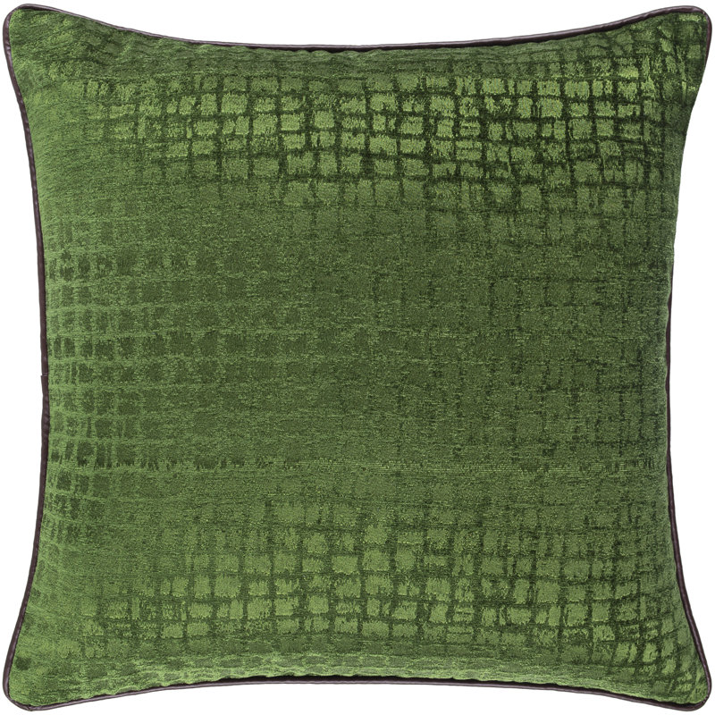 Housse et insert de coussin carré Tambi, Polyester/ Bourre en polyester, Vert foncé, 18 po x 18 po