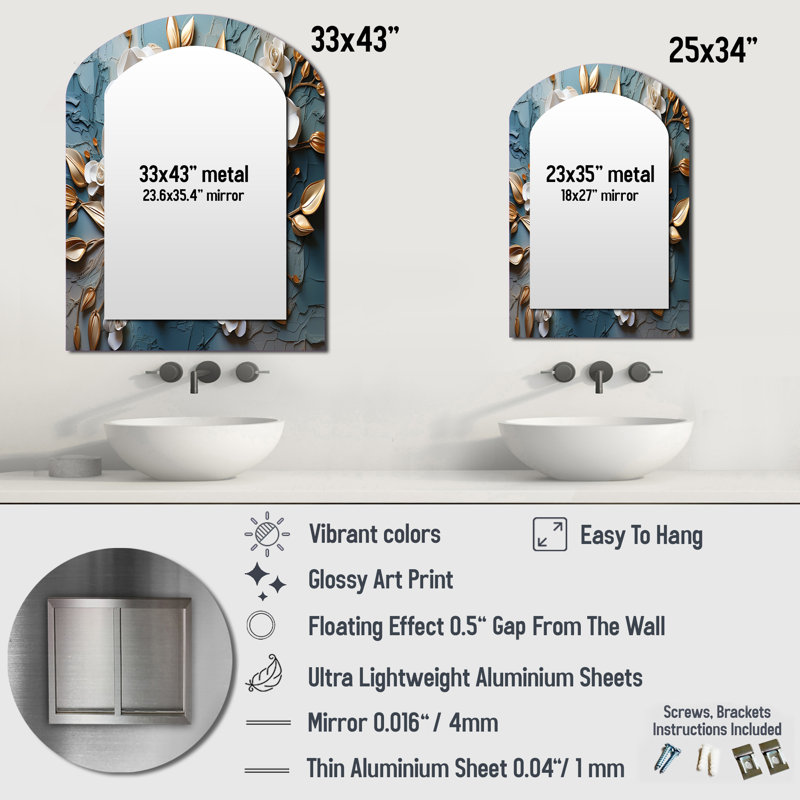 Miroir mural blanc et doré, 43 po x 33 po