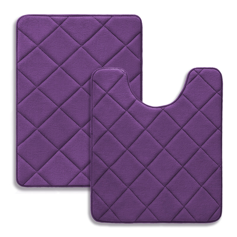 Tapis de bain avec mousse à mémoire de forme antidérapante (ensemble de 2), Mauve