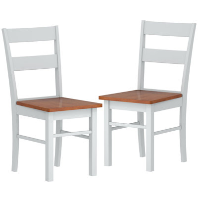 Dining Chairs, Set of 2 Farmhouse Kitchen & Dining Room Chairs with Open Back, Rubber Wood Seating for Living Room and Dining Room, Light Gray