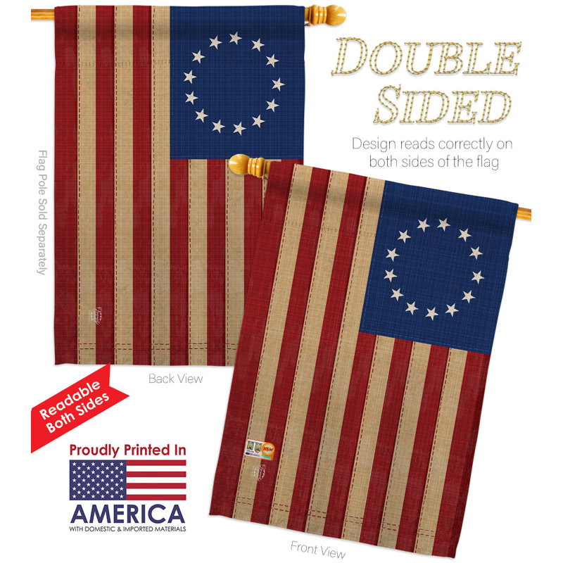 Drapeau de maison 28 po x 40 po Betsy Ross House, Brun
