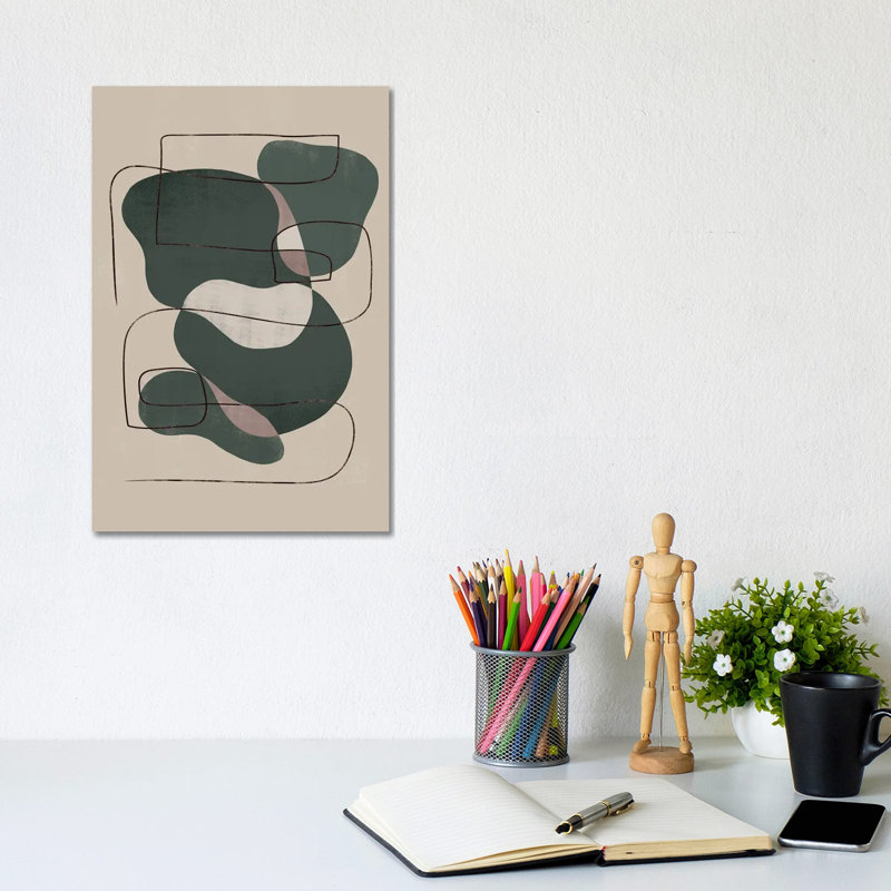 Abstract Moss Geometric I by Helo Moraes - Gallery-Wrapped Canvas Giclée on Canvas, Wrapped Canvas, 20.32 cm H x 30.48 cm W