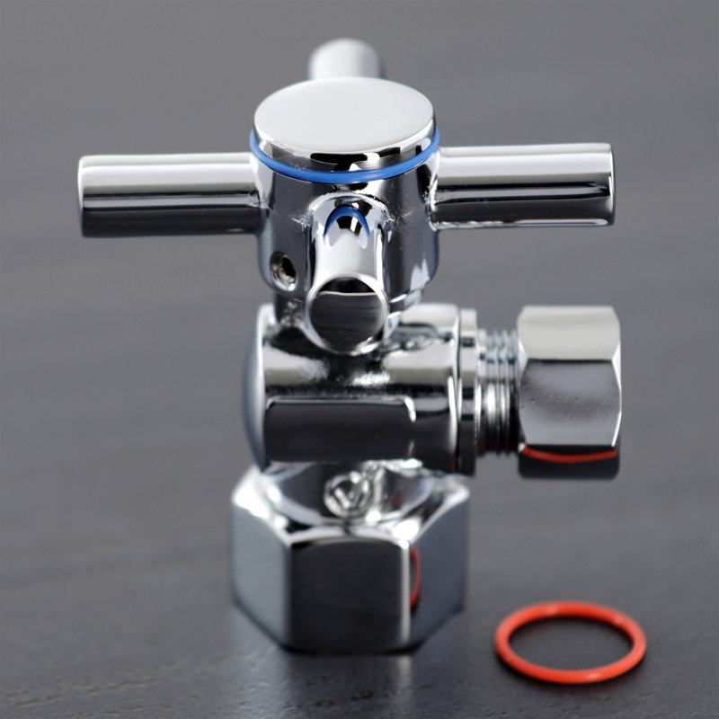 Kingston Brass Concord 1/2 po Ips X 3/8 po D.O. Valve d'arrêt à quart de tour, Nickel poli