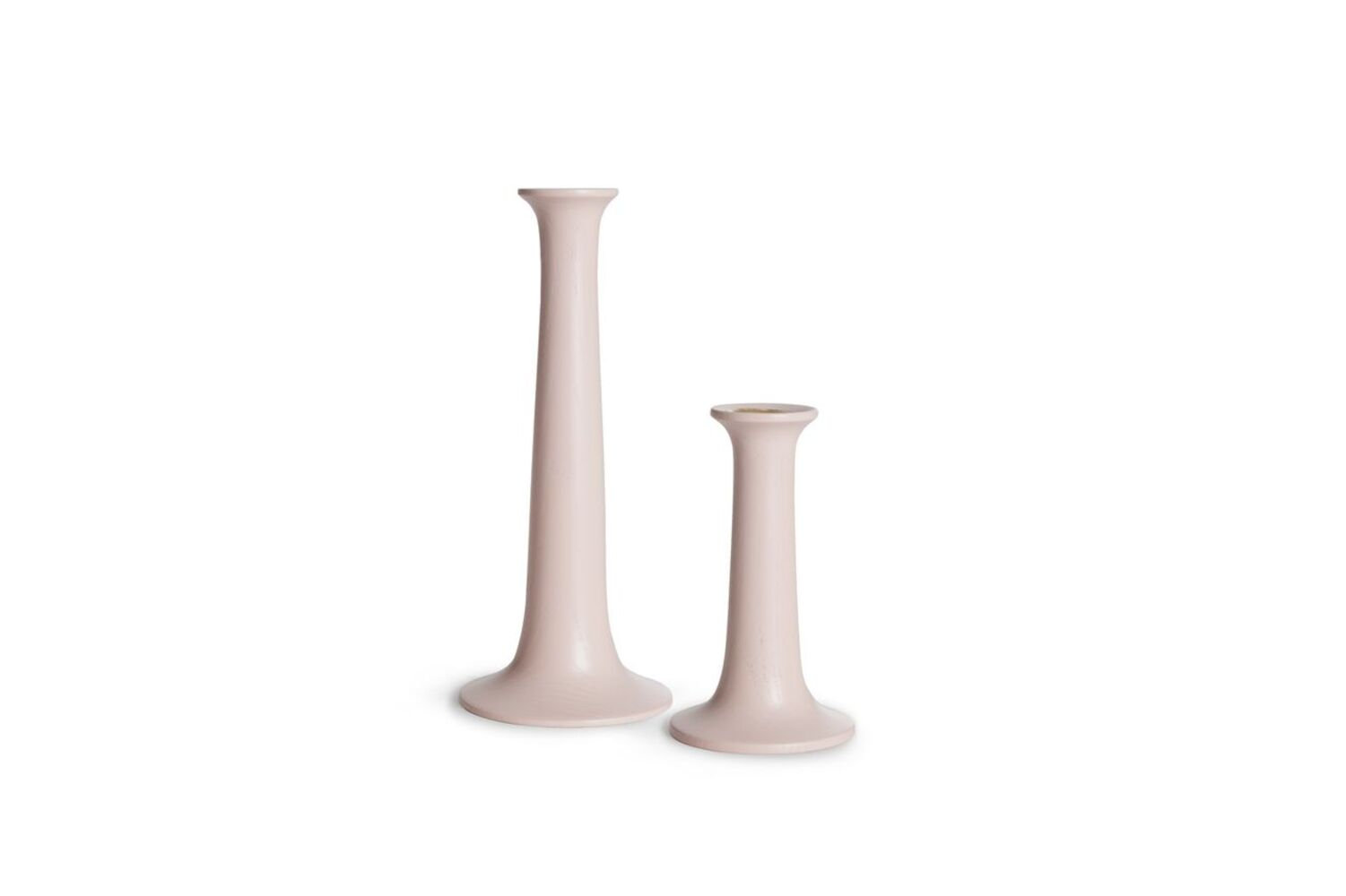Simple Solid Wood Candlestick, Blush, 9" H x 4" W x 4" D