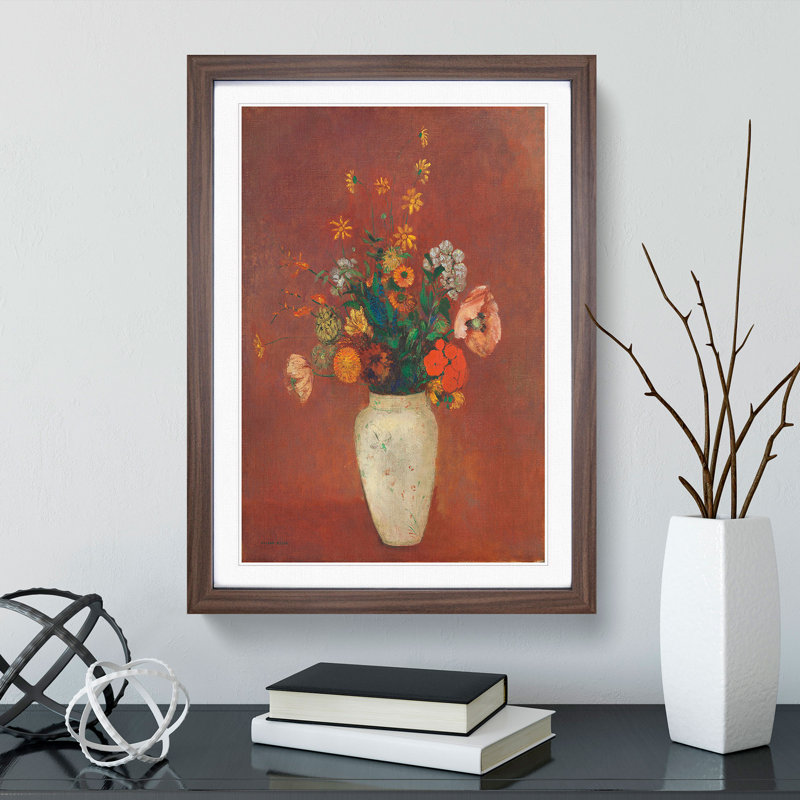 Vase of Flowers Vol.6 by Odilon Redon - Picture Frame Painting, 48cm H x 36cm W x 2cm D, Walnut Framed