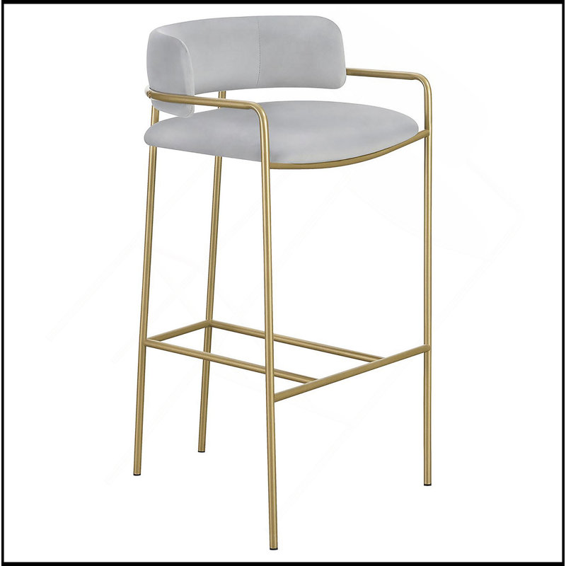 Tabouret à dossier bas gris et doré