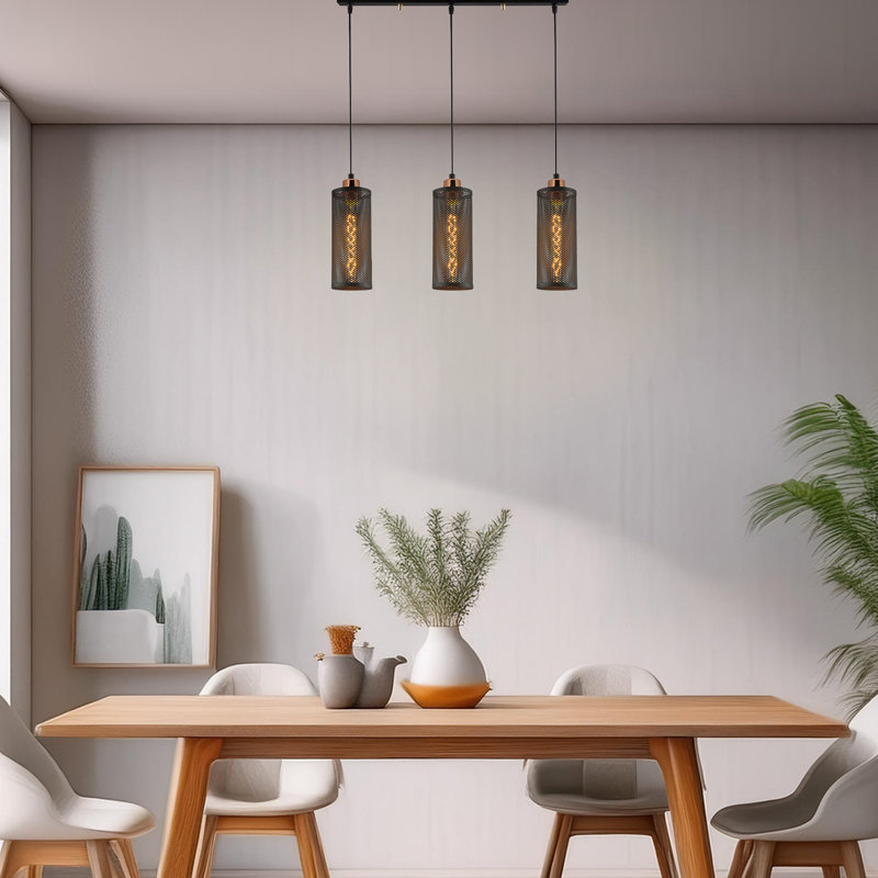 Luminaire suspendu pour îlot de cuisine 3 lumières à hauteur réglable