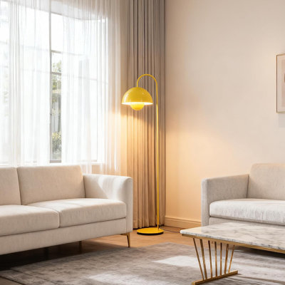Lampe sur pied Modern Modern, lampe sur pied avec abat-jour champignon de 63 po de hauteur, luminaire décoratif rétro E26 pour le bureau de la chambre à coucher, jaune