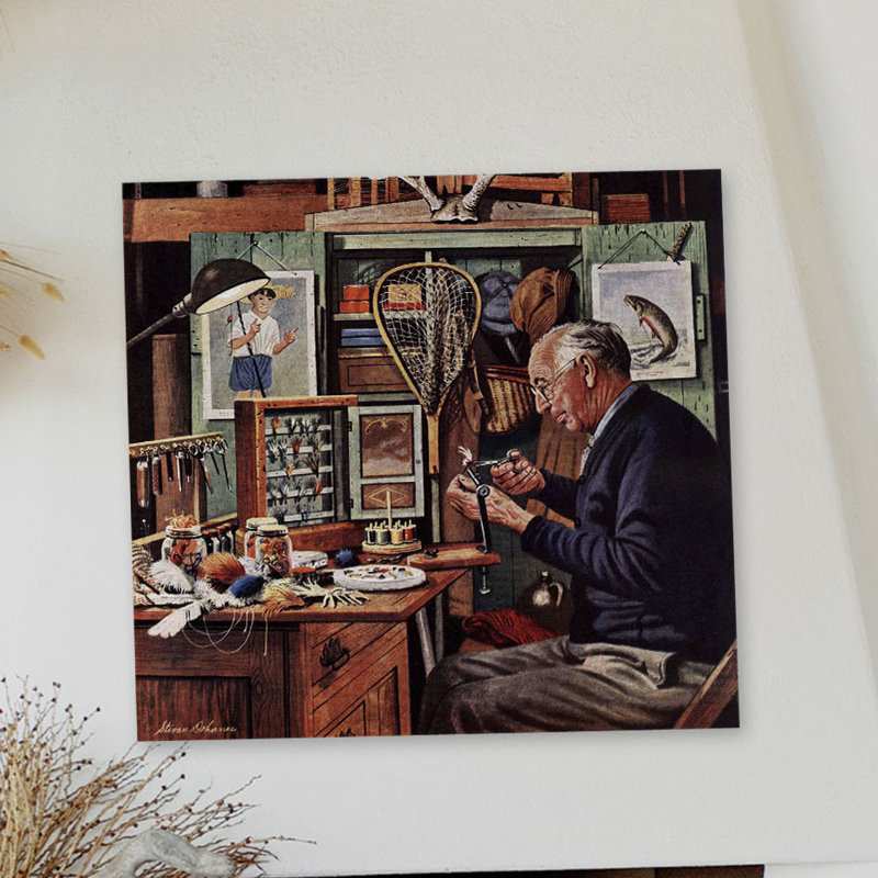 " Tying Flies " by Stevan Dohanos, 18" H x 18" W