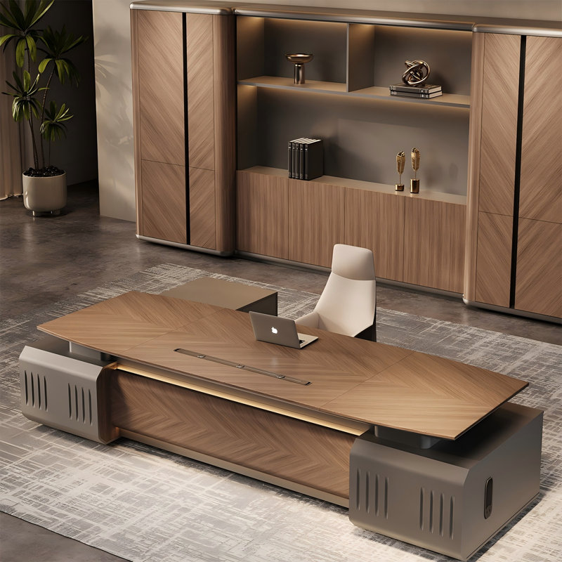 Bureau de direction moderne haut de gamme avec deux armoires 129,92 po, 30.31" H x 129.92" W x 39.37" D
