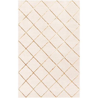 Contemporary Etowah Area Rug White and Gold Color