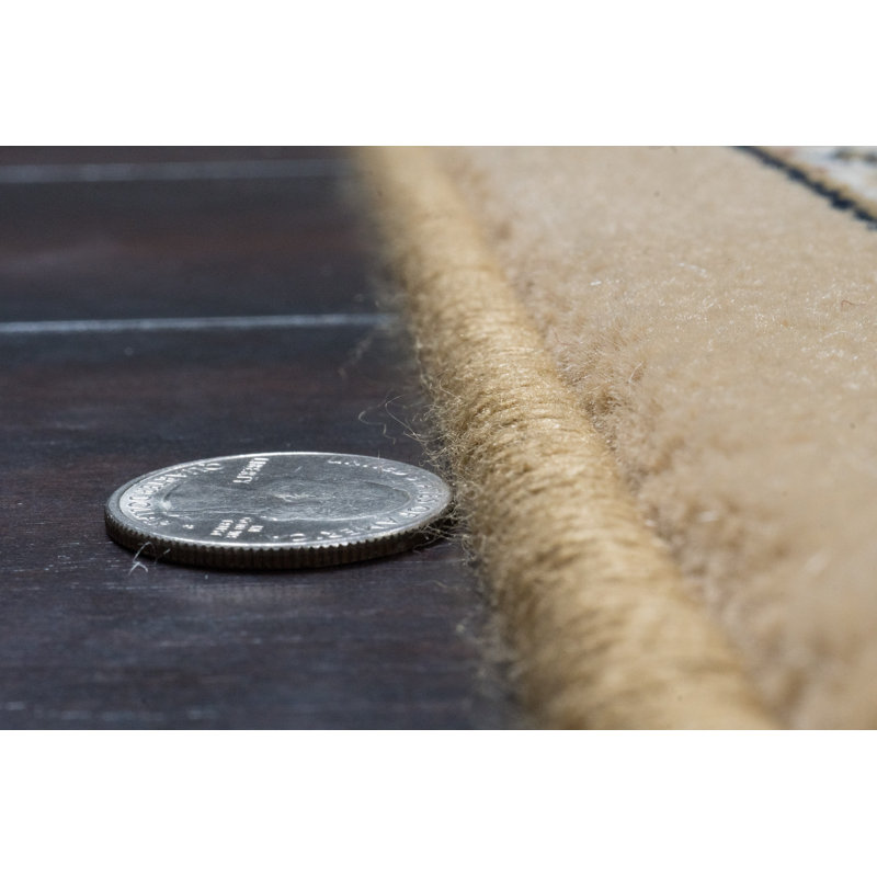 Tapis doré / ivoire Attell, Rectangle 7 pi 10 po x 11 pi 2 po