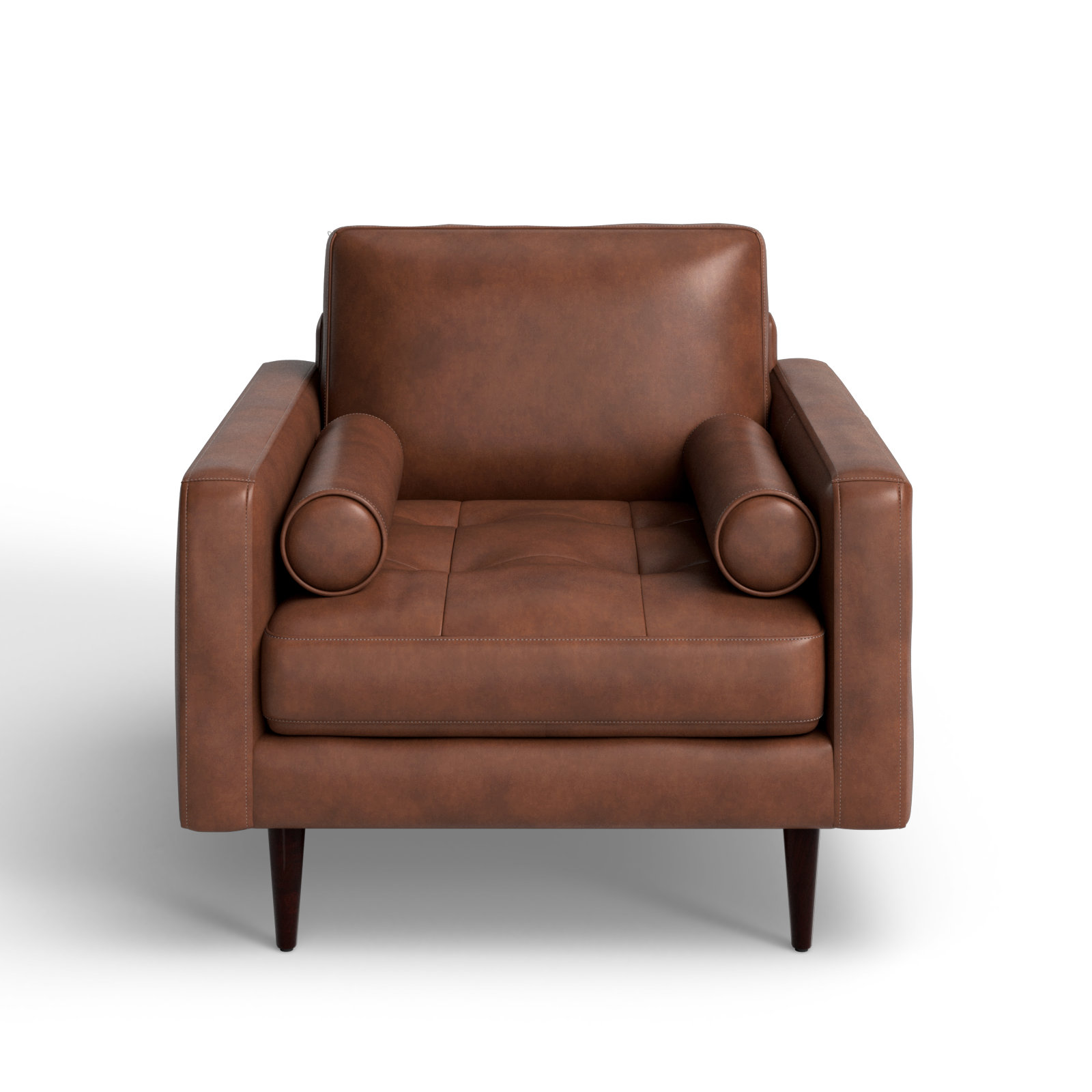 Arlo Genuine Leather Armchair, Vintage Brown Top Grain Genuine Leather